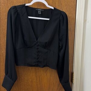Forever 21 Elegant Black Button-Up Blouse